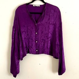 Zara Patterned Blouse with Rhinestone Buttons